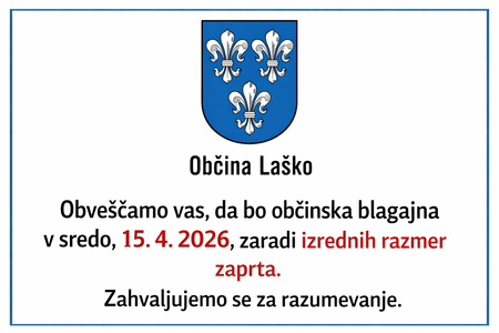 Obveščamo o zaprtju blagajne občine