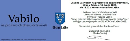 VABILO PROSLAVA DAN DRŽAVNOSTI 2026