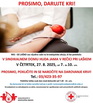RK LAŠKO REČICA PRI LAŠKEM SINDIKALNI DOM HUDA JAMA četrtek 27 AVGUST 2026 CTM CE